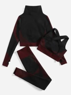 Yoga Basic 3pcs Seamless Stripe Panel Sports Set & Thumb Holes