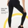 GLOWMODE 24" FeatherFit™ Logo Tape Waist Yoga Leggings Ultra-Stretchy Gym Tights With Side Pocket