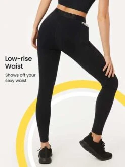 GLOWMODE 24" FeatherFit™ Logo Tape Waist Yoga Leggings Ultra-Stretchy Gym Tights With Side Pocket