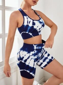 SHEIN Yoga Trendy Tie Dye Cut Out Back Sports Set -Gym Chic Wear 167815312914e1d6718e307b023c40d9a56d17849b thumbnail 405x552