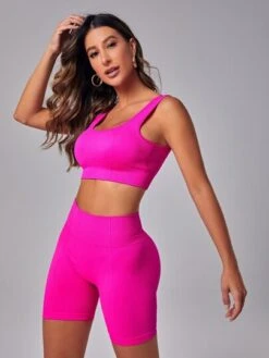 SHEIN Yoga Basic Solid Sports Bra & Biker Shorts -Gym Chic Wear 1679299741fbe6efe86291db3f1ecc443f2d8b2994 thumbnail 405x552