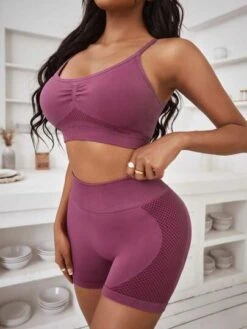 Yoga Basic Criss Cross Back Ruched Bust Sports Set -Gym Chic Wear 167996914918cef7679461dfe65b5b9456ba039e71 thumbnail 405x552