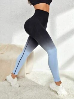 Yoga Trendy Ombre Print Wideband Waist Sports Leggings