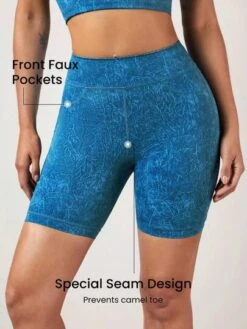 GLOWMODE 6" DenimFlexy Anti Roll-Down Stretchy Pocket Biker Shorts Cycling Running Gym Workout