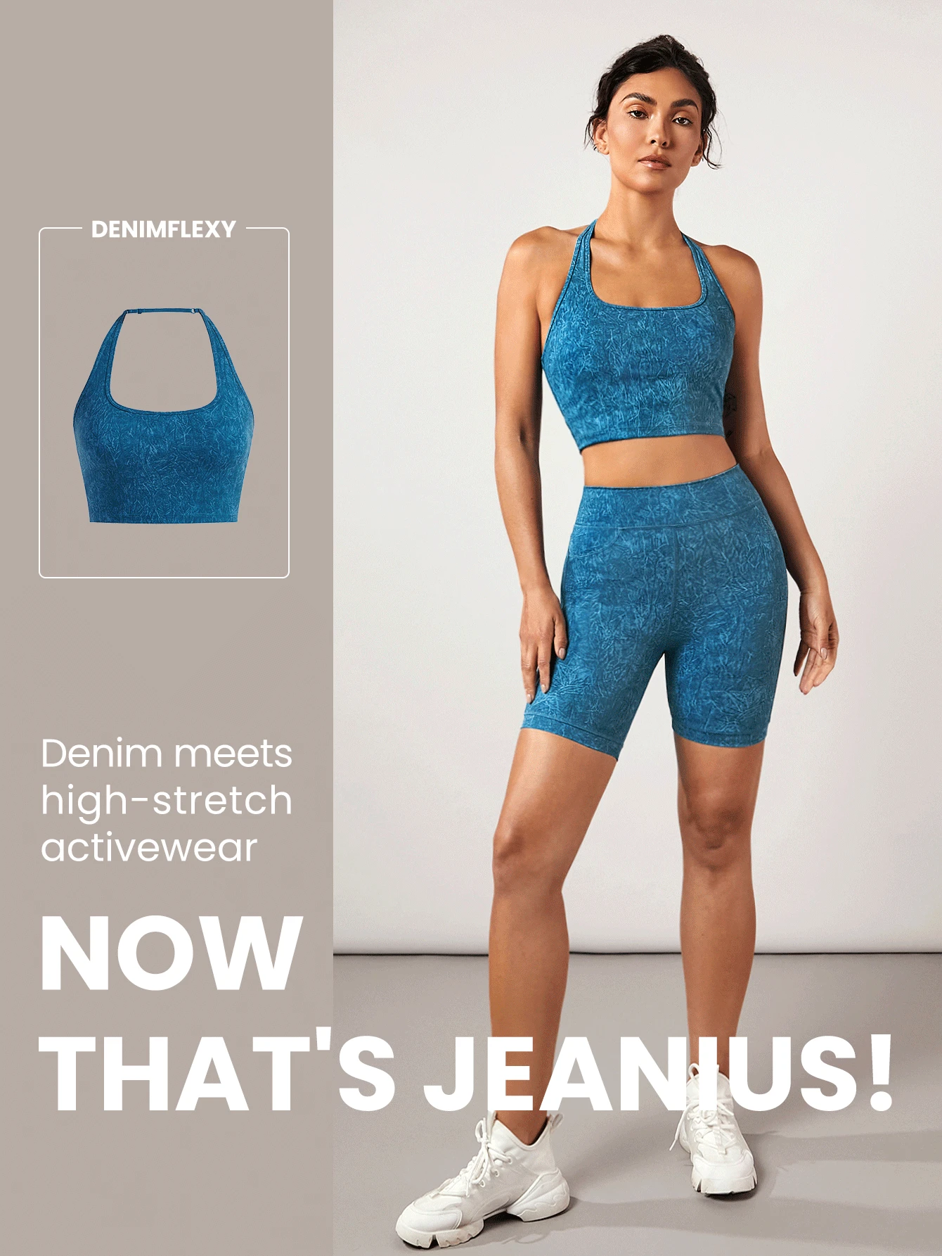 GLOWMODE DenimFlexy Hottie Halter Stretchy Sports Bra 7 GLOWMODE DenimFlexy Hottie Halter Stretchy Sports Bra - Image 5