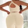 Yoga Sxy Cut Out One Shoulder Ribbed Knit Sports Set -Gym Chic Wear 16841166941a32179805afbd42ba58d00cbda844d1 thumbnail 405x552