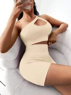 Yoga Sxy Cut Out One Shoulder Ribbed Knit Sports Set -Gym Chic Wear 16841167050f348b0a204c8480746ab87d2a44235c thumbnail 405x552