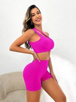 Yoga Sxy One Shoulder Cut Out Sports Set -Gym Chic Wear 1684846893734e452168391f8480db8de202a53755 thumbnail 405x552