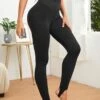 Solid Tummy Control Stirrup Sports Leggings