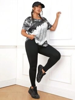 Yoga Basic Plus Tie Dye Sports Tee & Leggings -Gym Chic Wear 168613245748d815b8043a169aaa92bf941cbe4caa thumbnail 405x552