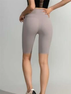Yoga Shorts Mid-thigh Length Tights High-waisted Stretch Fitness Shorts -Gym Chic Wear 1687434996d784fe269315218359f62d3f5376168b thumbnail 405x552