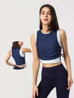 Drawstring Side 2 In 1 Sports Tank Top -Gym Chic Wear 1688019701810f80507ffec976a9b4e0256c93013b thumbnail 405x552