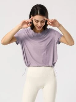 Drawstring Hem Sports Tee -Gym Chic Wear 16880226412c34171e97b369ddd53a8564c6af1ad0 thumbnail 405x552