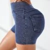 Solid Skinny Denim Sports Shorts -Gym Chic Wear 16882823335b0fdd6423e1686ce4632b67b6630fe0 thumbnail 405x552