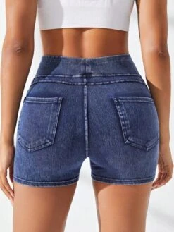 Solid Skinny Denim Sports Shorts -Gym Chic Wear 1688282346b75c1e6bc47514ea1b5e639ebb32b092 thumbnail 405x552