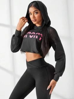 Letter Graphic Raglan Sleeve Hooded Sports Set -Gym Chic Wear 1688282366c358e5cdf279d5a29f9cdbb92571e317 thumbnail 405x552
