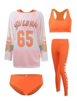 Letter Graphic Drop Shoulder Mesh Overlay Sports Sets -Gym Chic Wear 1688283495f33164dd6a9ecba37a1e60419a416efb thumbnail 405x552