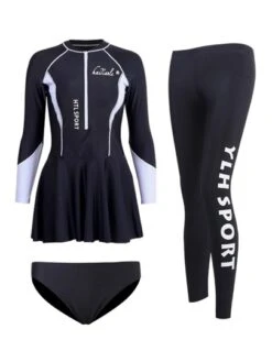 2023 New Swimsuit Surfing Suit 3Pcs Set Letter Graphic Zip Up Peplum Top & Pants & Leggings -Gym Chic Wear 16882847495a71596bb6917f4c03b72cfde113ce6d thumbnail 405x552