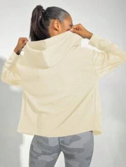 Solid Zip Up Hooded Sports Jacket