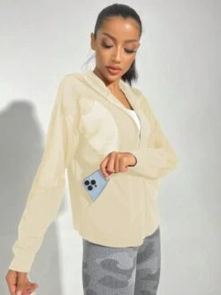 Solid Zip Up Hooded Sports Jacket -Gym Chic Wear 16883484113fef1c05fadce0d1a5486597a882be30 thumbnail 405x552