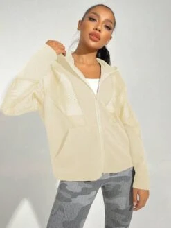 Solid Zip Up Hooded Sports Jacket -Gym Chic Wear 1688348413a372b148fb583ff623332cccbcda5094 thumbnail 405x552