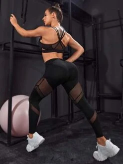Mesh Insert Wideband Waist Sports Set -Gym Chic Wear 1688365216ed7753d893f12f8608421477c4ff3410 thumbnail 405x552