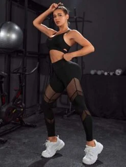 Mesh Insert Wideband Waist Sports Set -Gym Chic Wear 1688365219c5d6e3a1d9ea71b7fced01d570aee597 thumbnail 405x552