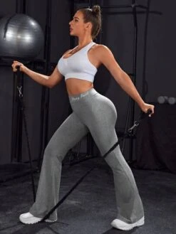 Letter Graphic Flare Leg Sports Pants -Gym Chic Wear 16883656986f571fb6b3d4947886ff5fc818cb0cf6 thumbnail 405x552