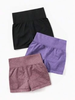 3pcs Wide Waistband Sports Shorts