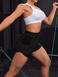 Solid Sports Shorts With Phone Pocket -Gym Chic Wear 16883794692f143f98a2987a233027860ade022b1a thumbnail 405x552