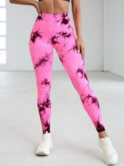 Yoga Trendy Tie Dye Wideband Waist Sports Leggings -Gym Chic Wear 1688449093793f851783a7602b370d29a8fb999e6d thumbnail 405x552