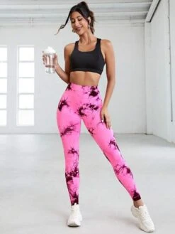 Yoga Trendy Tie Dye Wideband Waist Sports Leggings -Gym Chic Wear 1688449095b2aa5625bc465bcfca03a6ce95a9f760 thumbnail 405x552
