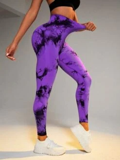 Yoga Trendy Tie Dye Wideband Waist Sports Leggings