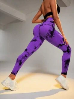 Yoga Trendy Tie Dye Wideband Waist Sports Leggings -Gym Chic Wear 1688449112f79602890b116cc1fee4ffd5e3bdbd12 thumbnail 405x552