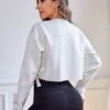 Letter Graphic Drop Shoulder Knot Side Crop Sports Sweatshirt -Gym Chic Wear 168845508254b1a7aae700b47c98f8432ca0b5a363 thumbnail 405x552