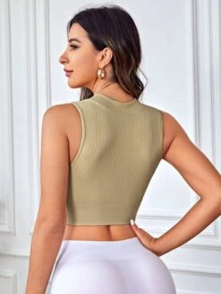 Zip Up Crop Sports Tank Top