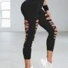 Cut Out Front Wideband Waist Capri Sports Leggings