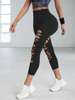 Cut Out Front Wideband Waist Capri Sports Leggings -Gym Chic Wear 16884780473f3822ebf3df31135712140a661eb2e5 thumbnail 405x552
