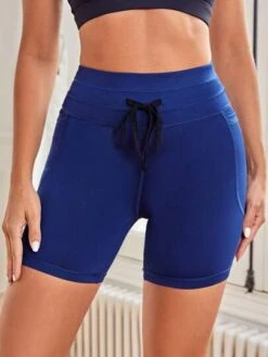 Drawstring Waist Sports Shorts With Phone Pocket -Gym Chic Wear 1688521862144e435969636a357a4020a7cba0e267 thumbnail 405x552