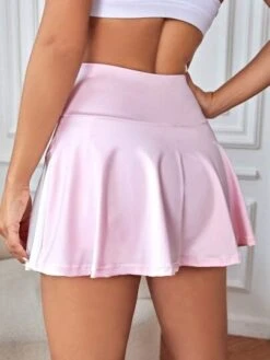 Two Tone Pleated Hem Sports Skort