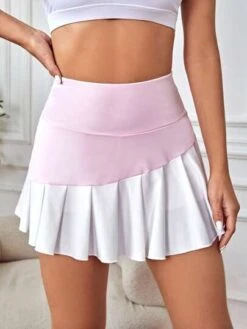Two Tone Pleated Hem Sports Skort -Gym Chic Wear 1688522083f83b8da8cf8f299d8a0fa71bf9499a49 thumbnail 405x552