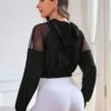 Contrast Mesh Raglan Sleeve Crop Hooded Sports Jacket -Gym Chic Wear 1688526362031b4f4d8b7427a54b9d8f9593eeaa2e thumbnail 405x552