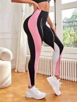 SHEIN Colorblock Wideband Waist Top-stitching Sports Leggings -Gym Chic Wear 1688526922d055808ebef587d143082f18ecea007e thumbnail 405x552