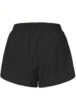 SHEIN Running Solid Zip Pocket Sports Shorts