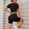 Solid Sports Tee & Biker Shorts -Gym Chic Wear 1688627825863aa5ee0d1009358f6ae85b0ce8d4df thumbnail 405x552