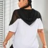 Plus Letter Graphic Contrast Mesh Hooded Sports Tee -Gym Chic Wear 16886300248daf7a1bbac6530dc2bea7751fffc5cd thumbnail 405x552