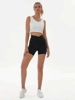 Women's Yoga Cross Waist High Waisted Pocket Compression Shorts -Gym Chic Wear 168863069059c7d6ef32901f4aa006affc6699d056 thumbnail 405x552