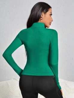 Zip Up Thumbholes Crop Sports Jacket