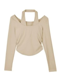 Fake Two Pieces Hanging Neck Running Sports Yoga Suit Long Sleeve T-shirt -Gym Chic Wear 168863267581739216308039f31ccfd06beb7c3a39 thumbnail 405x552