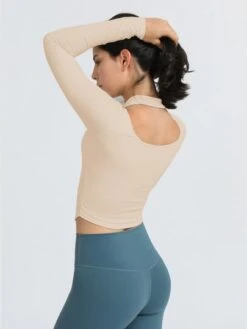 Fake Two Pieces Hanging Neck Running Sports Yoga Suit Long Sleeve T-shirt -Gym Chic Wear 16886326767df7e0047b9cc1caa06a811f4b05ce63 thumbnail 405x552